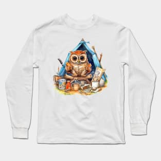 Watercolor Camping Owl #5 Long Sleeve T-Shirt